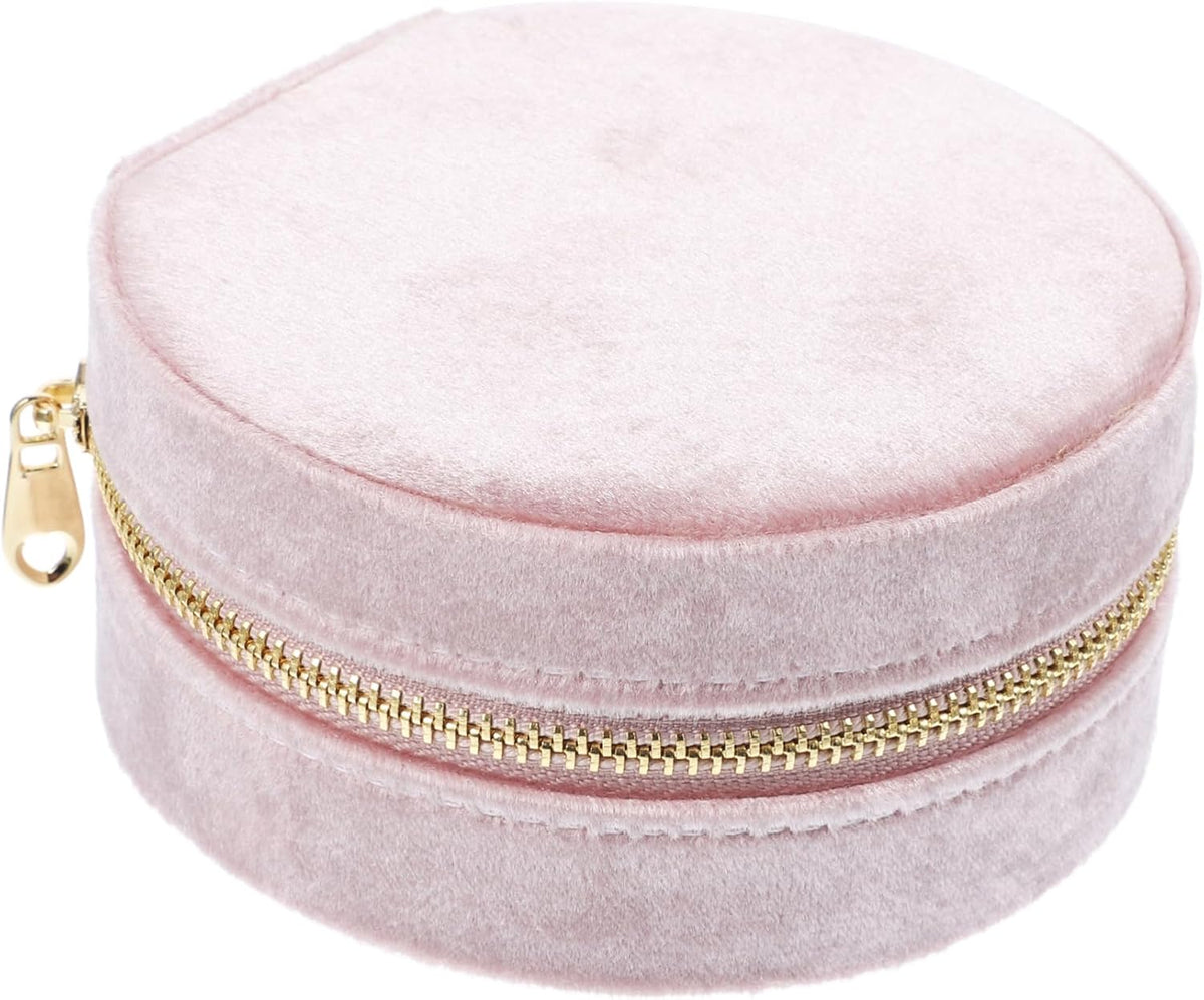 Pink Jewelry Box Portable Travel Case Xmas for Girlfriends Lint Lined, Holds Necklace Bracelet Earrings Rings Pendants, Stylish Shape for Journey and Valentine Gifting