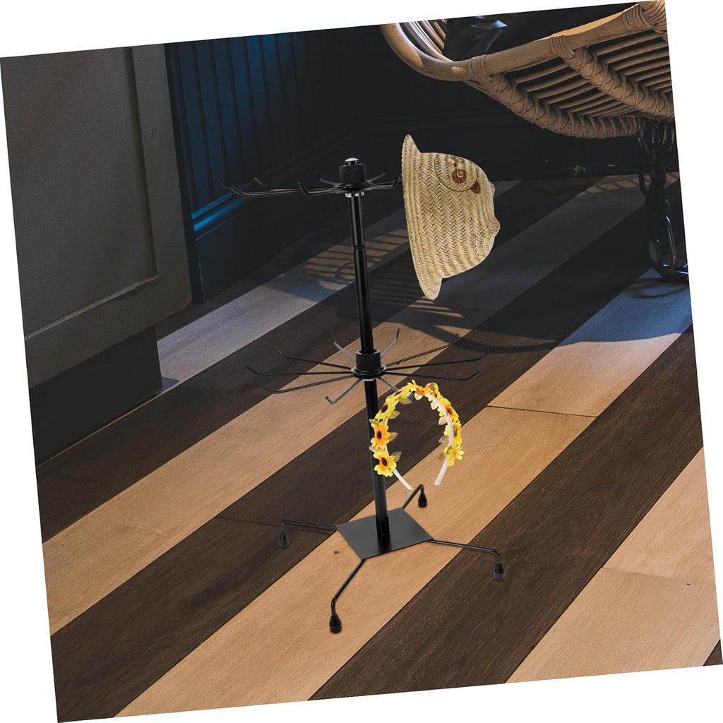 Rotating Jewelry Display Stand Double Tier Iron Rack Black Lightweight Rotating Design, Stable Structure, for Necklaces, Earrings, Bracelets, Organized Storage