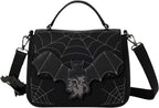 Mickey & Minnie - Spiderwebs and Bats - Crossbody Bag with Metal Charm - Collectible Bags