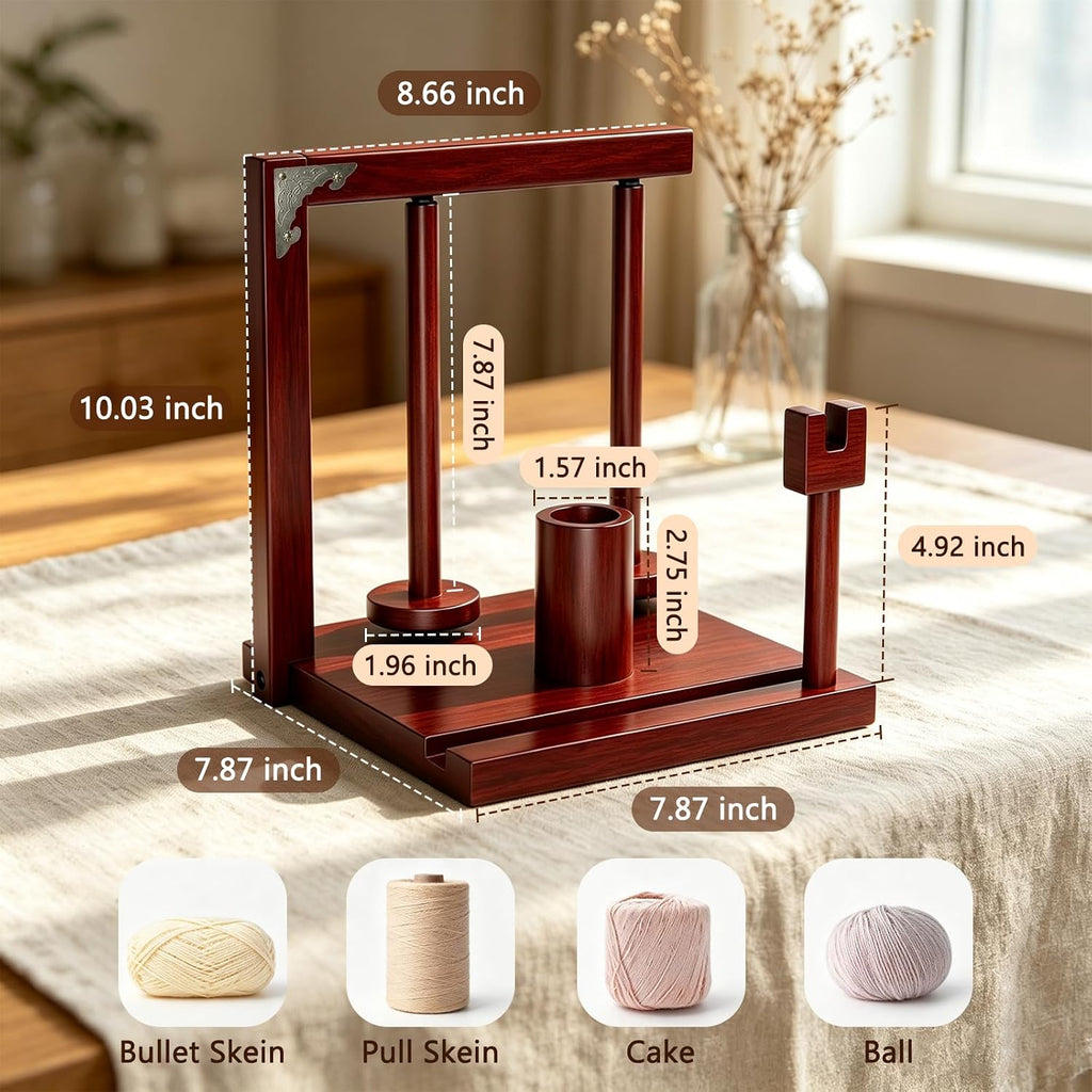 Wooden Yarn Holder for Crocheting, Double Magnetic Spindles Yarn Spinner