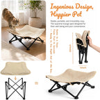 Elevated Cat Bed, Foldable Cat Hammock with Sisal Scratching Surface