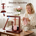 Wooden Yarn Holder for Crocheting, Double Magnetic Spindles Yarn Spinner