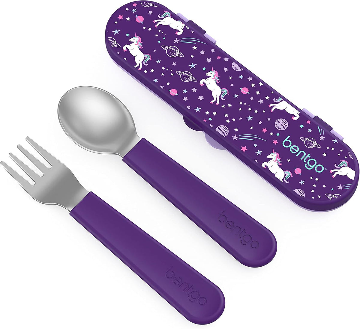 Kids Stainless Steel Prints Lunch Box Set With Reusable Stainless Steel Utensils (Unicorn)