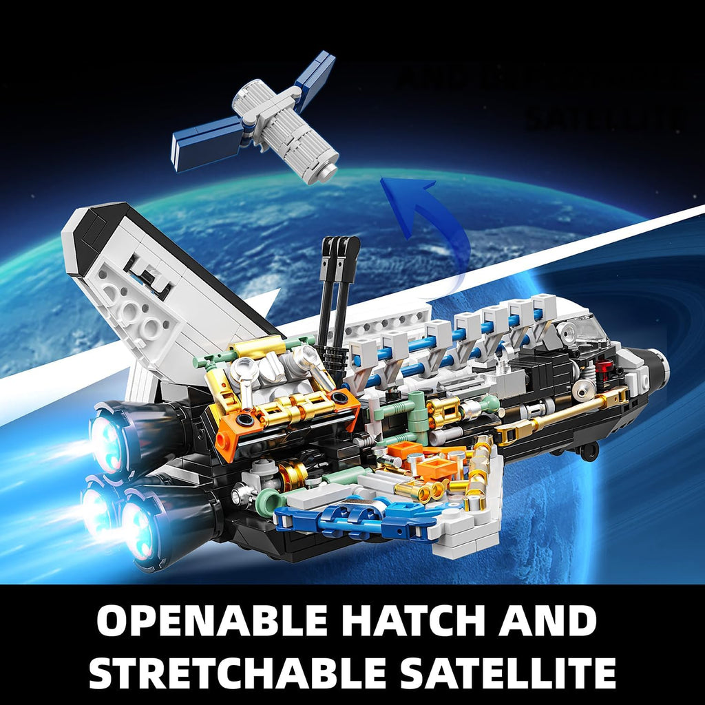 Space Shuttle Building Block Set, Translucent Spaceship Toy, 536PCS Gift for Adults & Boys