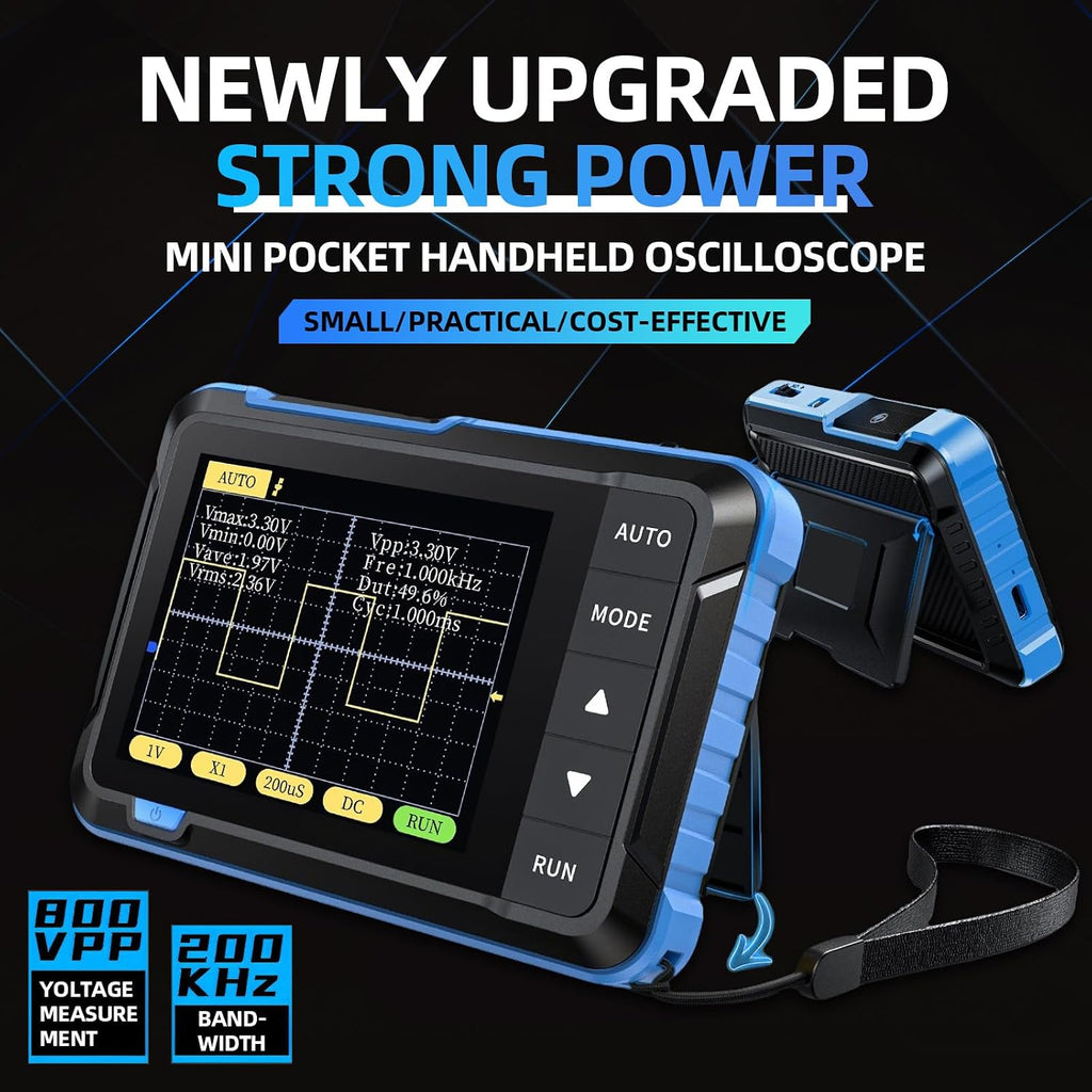 DSO152 Handheld Oscilloscope, 200KHz Digital Oscilloscope with 2.8-Inch Screen & 10X Probe