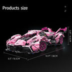 Pink Sport Racing Car Building Blocks, 1:14 Supercar Model Kit