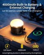 1000LM Rechargeable Camping Lantern | 4000mAh | Up to 110hrs | Magnetic Base | Waterproof | Emergency & Hanging Light
