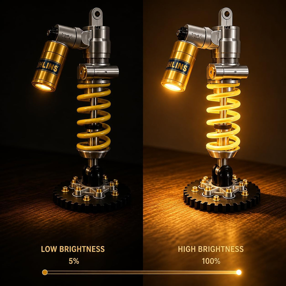 Motorcycle Shock Absorber Desk Lamp, Adjustable Gaming Desk Light