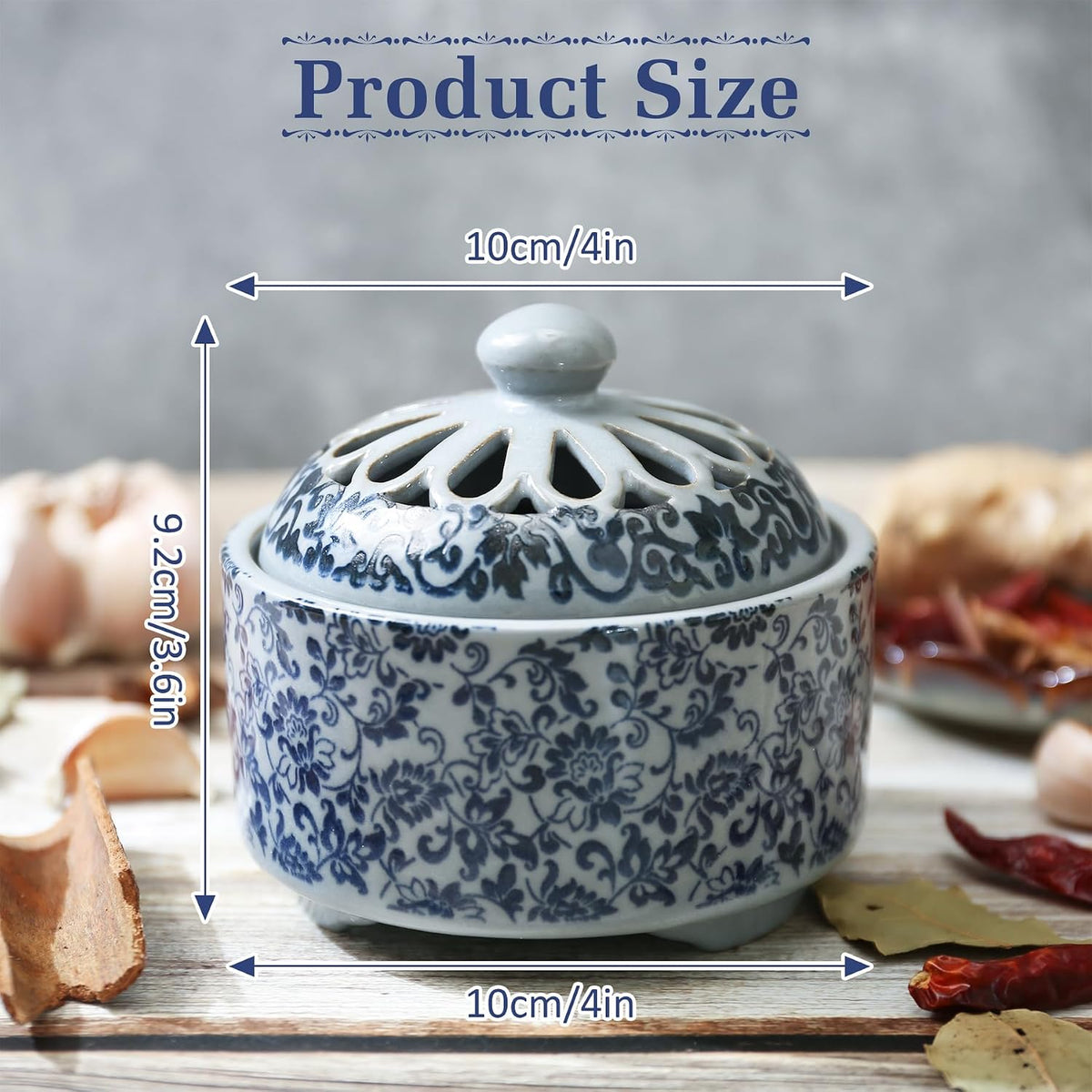 Ceramic Garlic Keeper with Breathable Lid, 4-Inch Countertop Storage Container