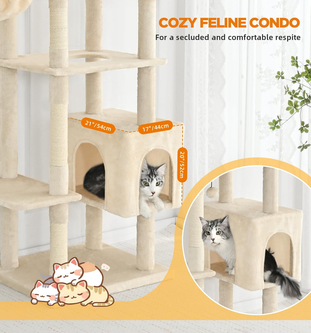 Made4Pets 71" Tall Cat Tree, Multi-Level Tower with Condo, Hammocks & Perches