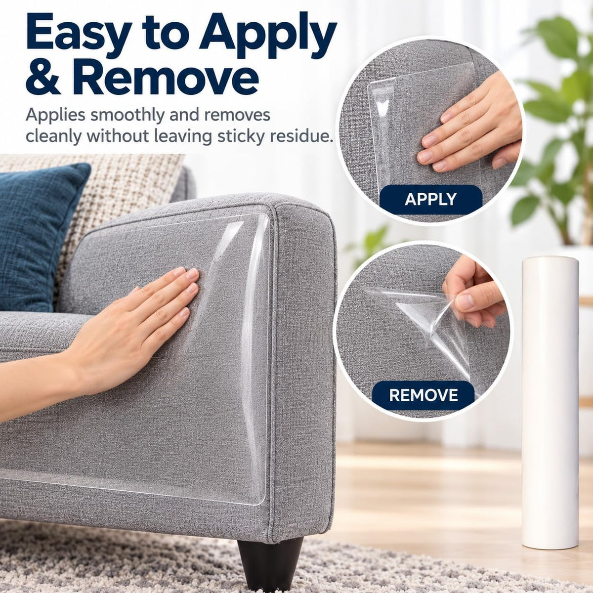 Cat Scratch Furniture Protector Roll, Furniture Protectors from Cats (7.9 in × 16.4 ft)