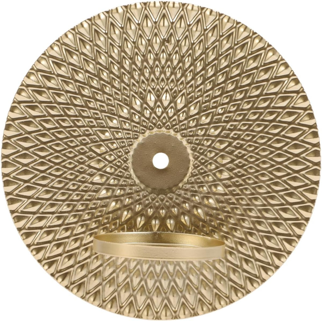 Gold Round Disc Wall-Mounted Iron Candleholder 5.90 X 5.90 X 2.36 in Iron Build, Gold Finish, Simple Style, Home Bar Restaurant Decor, Wall Decoration