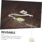 Iron Jewelry Stand Display Rack with Hook for Necklaces White Wood Accent, Reusable Tabletop Organizer, Holds Bracelets and Accessories, Home or Shop Display