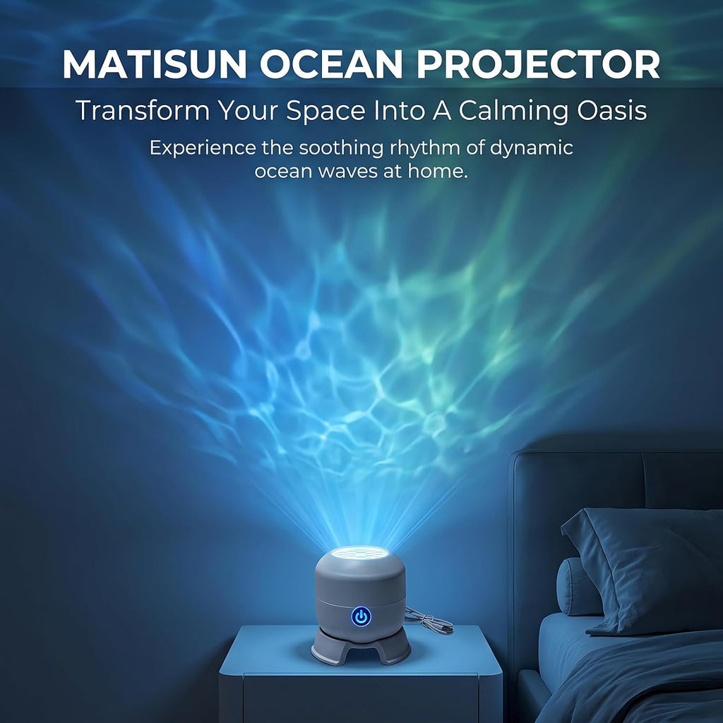Night Light Projector, Dynamic Rotating Ocean Wave LED Lamp, Galaxy Projector for Bedroom with 360° Moving Projection (World Cup)