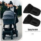 Insulated Stroller Mittens for Winter, Windproof Warm Gloves Xmas 1 Pair, Oxford Cloth Cotton Build, Black Finish, Outdoor Use, Men and Women, Sturdy Practical Design
