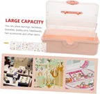 Pink Large Multi Layer PP Hair Accessories Organizer Box for Kids Desktop Storage, Layered Design, Bobby Pins and Necklaces, Family Use, Outdoor Carry, Small Items