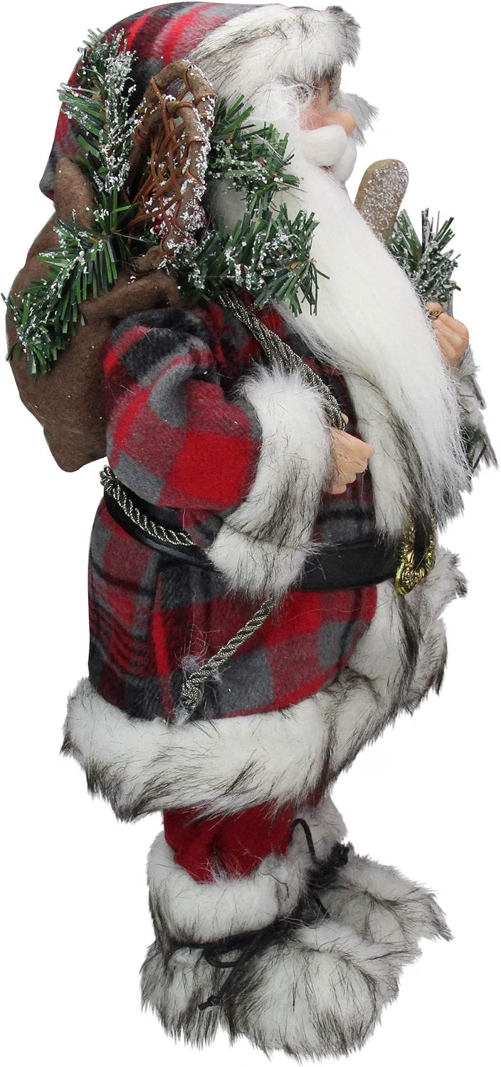 16" Alpine Chic Standing Santa Claus with Snowshoes and Skis Christmas Figure