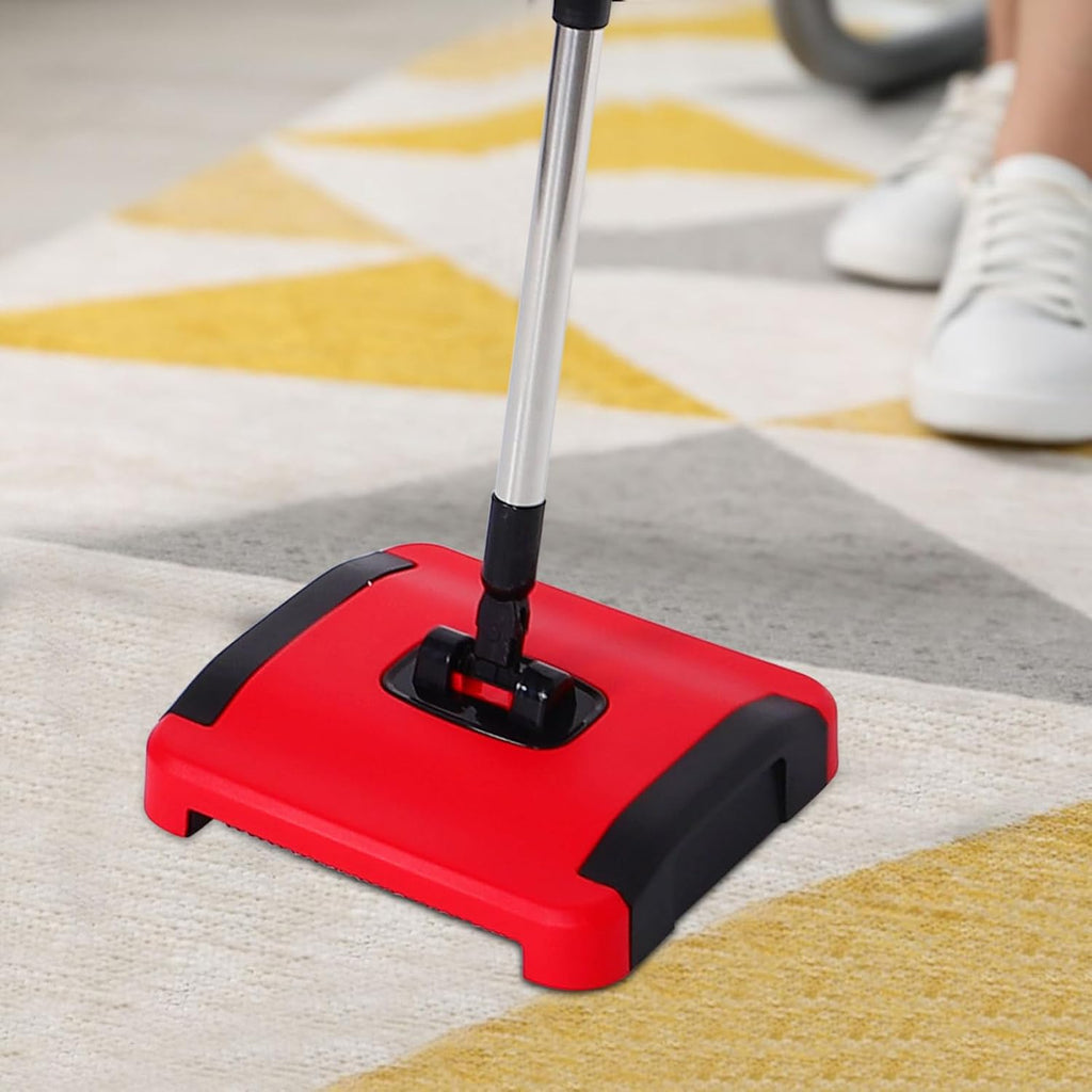 Manual Carpet and Floor Sweeper with Adjustable Height PP and Stainless Steel Build, Versatile Home Cleaning, Convenient Push Design for Tiles and Carpet