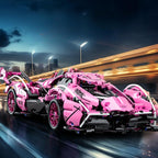Pink Sport Racing Car Building Blocks, 1:14 Supercar Model Kit