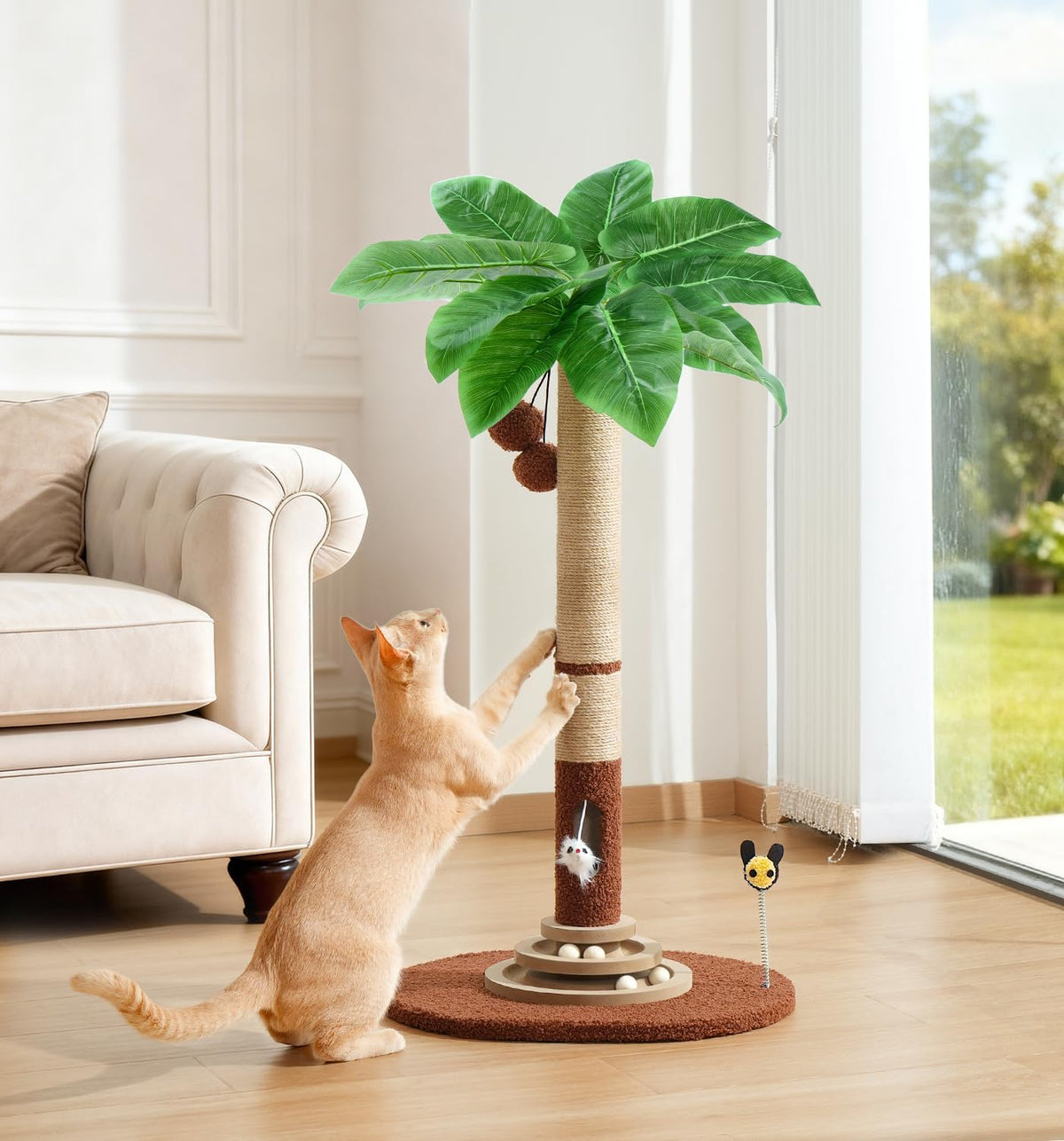 Made4Pets 35" Cat Scratching Post, Interactive Indoor Cat Toy