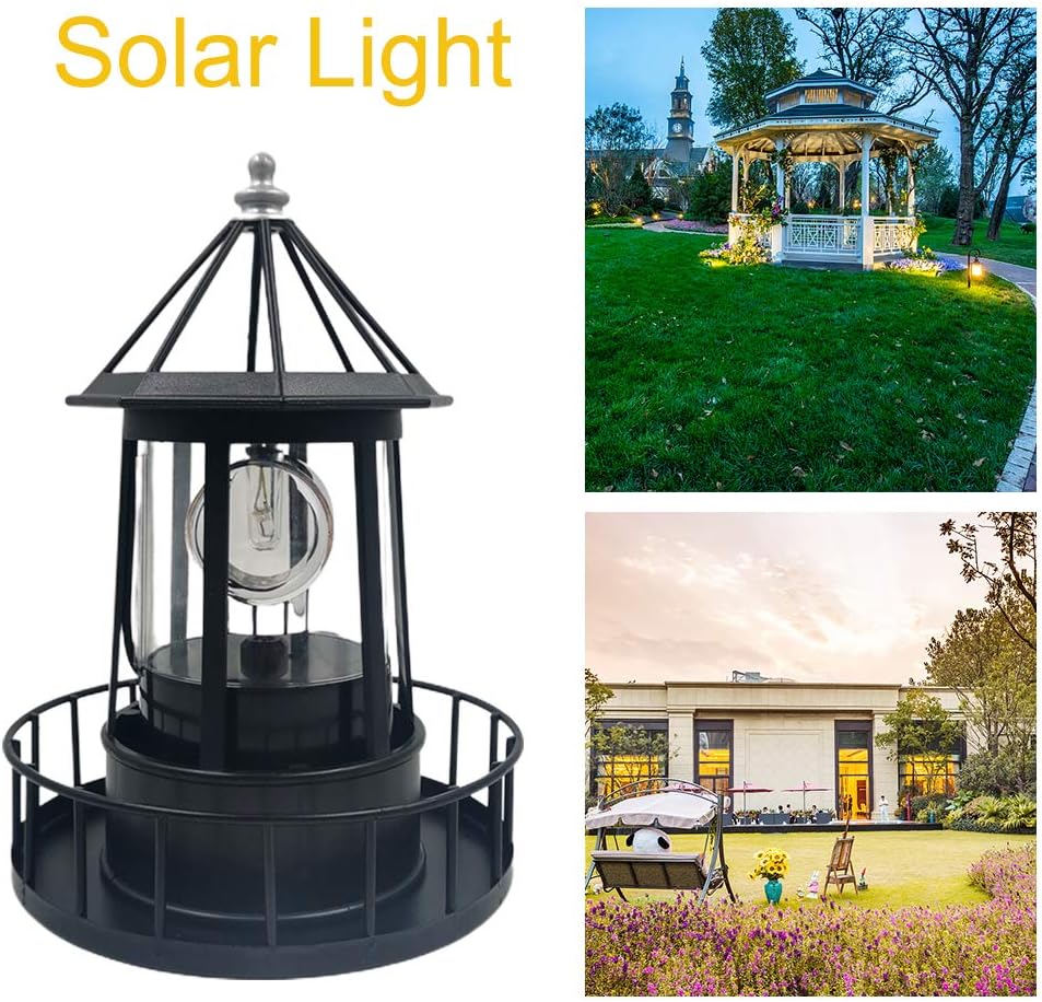 Solar Lighthouse, LED Solar Powered Lighthouse, 360 Degree Rotating Lamp,Solar Powered Lawn Lights,IP65 Waterproof LED Solars Lighthouses Garden Yard Outdoor Decor