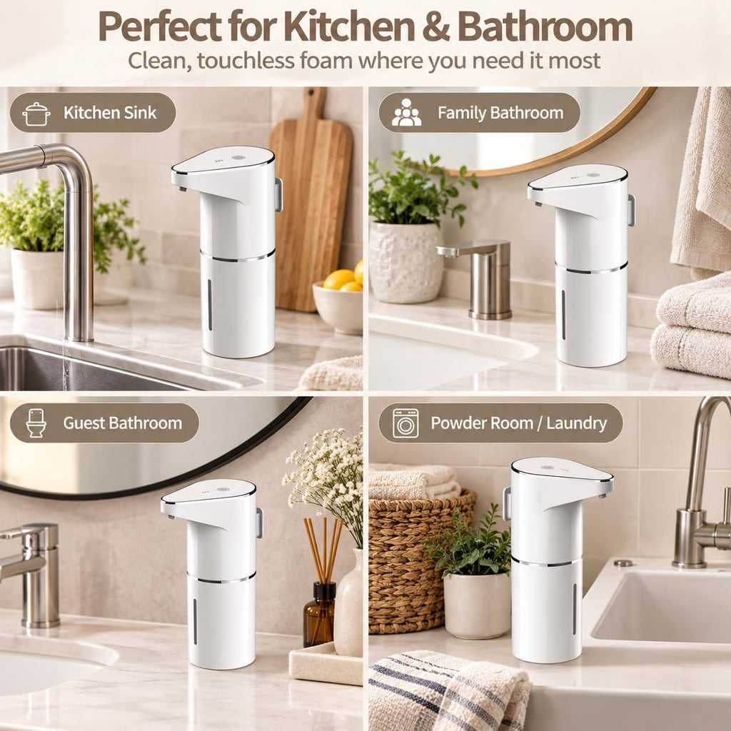 Automatic Foaming Soap Dispenser, Touchless Hand Soap Dispenser 350mL automatic foam soap dispenser with sensor, 3 foam levels and Type-C charging for kitchen and bathroom