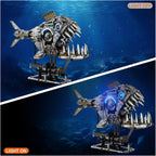 Mechanical Piranhas Fish Building Set with LED Light, 1085-PCS