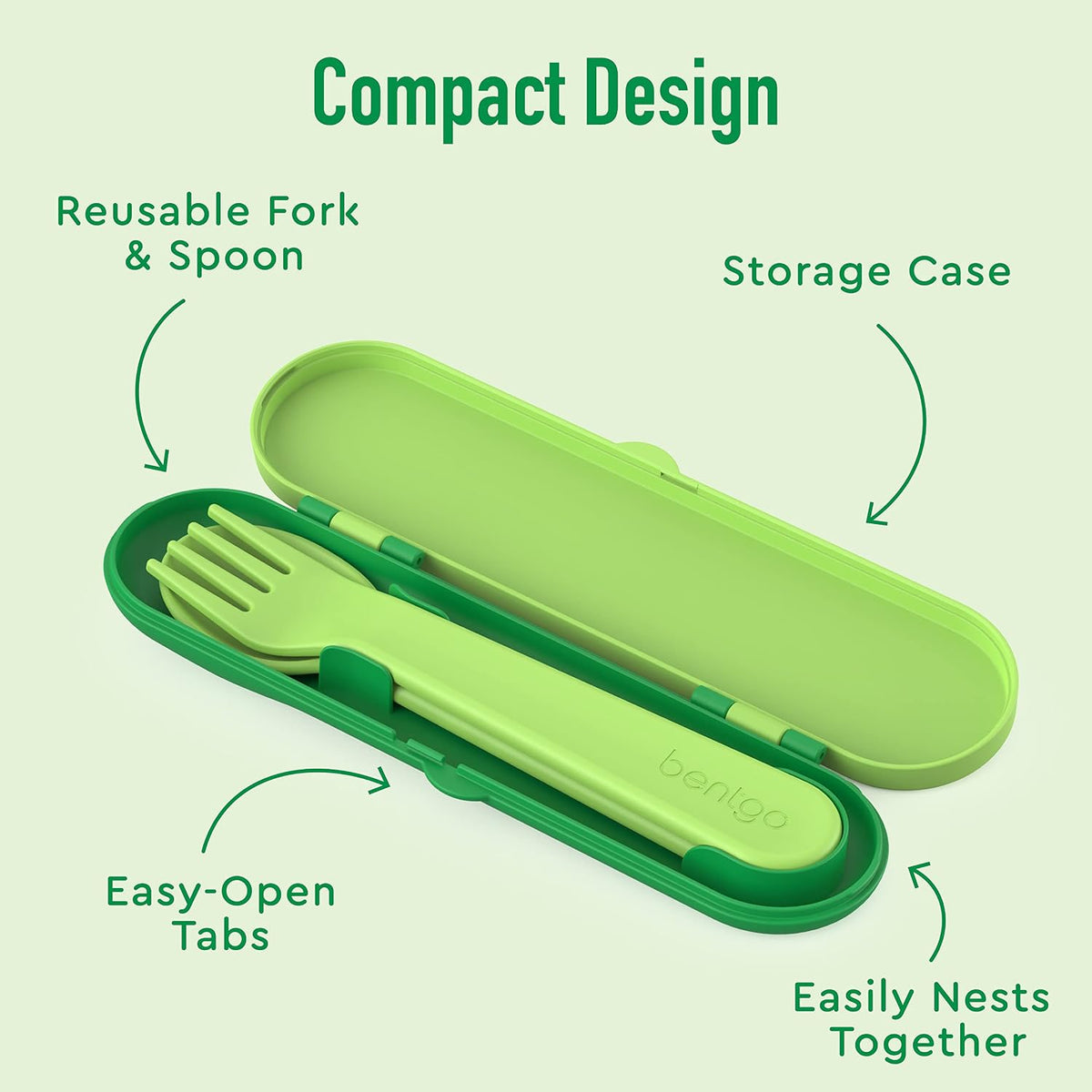 Kids Prints 5-Compartment Bento-Style Kids Lunch Box Set with Reusable Plastic Utensils (Safari)