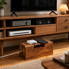 Acacia Wood Cable Management Box, Organizer for Power Strips, TV Wires & Desk Cables
