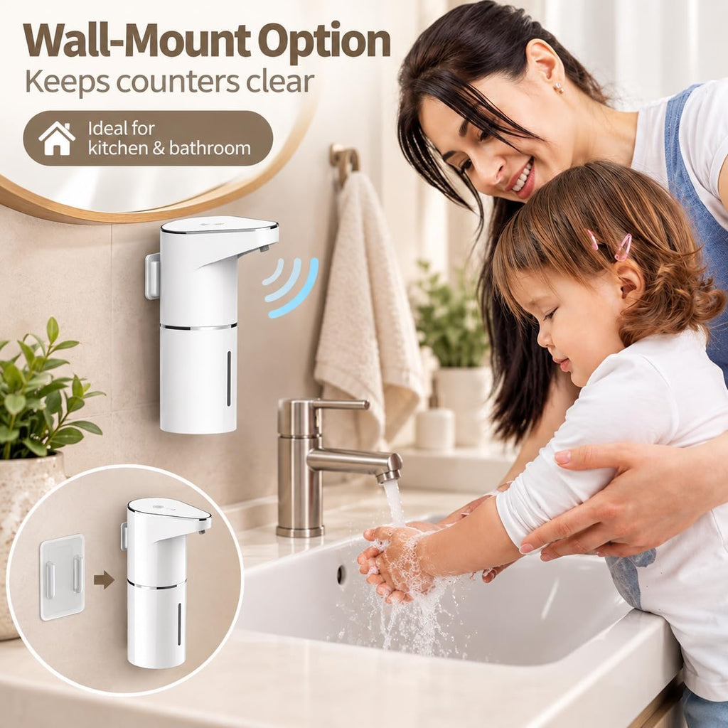 Automatic Foaming Soap Dispenser, Touchless Hand Soap Dispenser 350mL automatic foam soap dispenser with sensor, 3 foam levels and Type-C charging for kitchen and bathroom