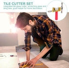 Professional Roller Glass Cutter for Tile and Mirror Home Use Plastic Alloy Build, Integrated Cutting Tool, Non Slip Ergonomic Handle, Golden Finish, Home Decoration Work