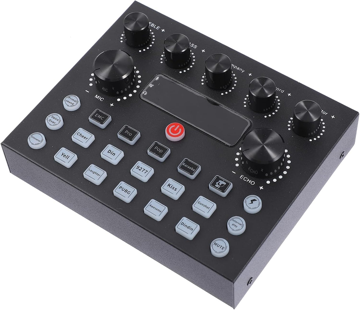 External Sound Card for Computer and Tablet, 800ma Black Iron Independent Reverb Adjustment, Professional Voice Control, Compatible with Mobile Phones and Adults