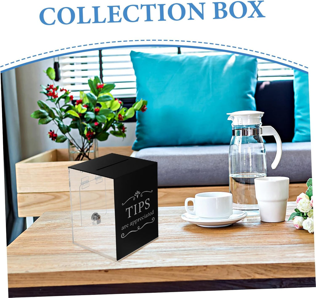 Acrylic Tip Box Lock for Donation and Suggestion Collection Versatile Raffle Container for Bars Restaurants and Musicians