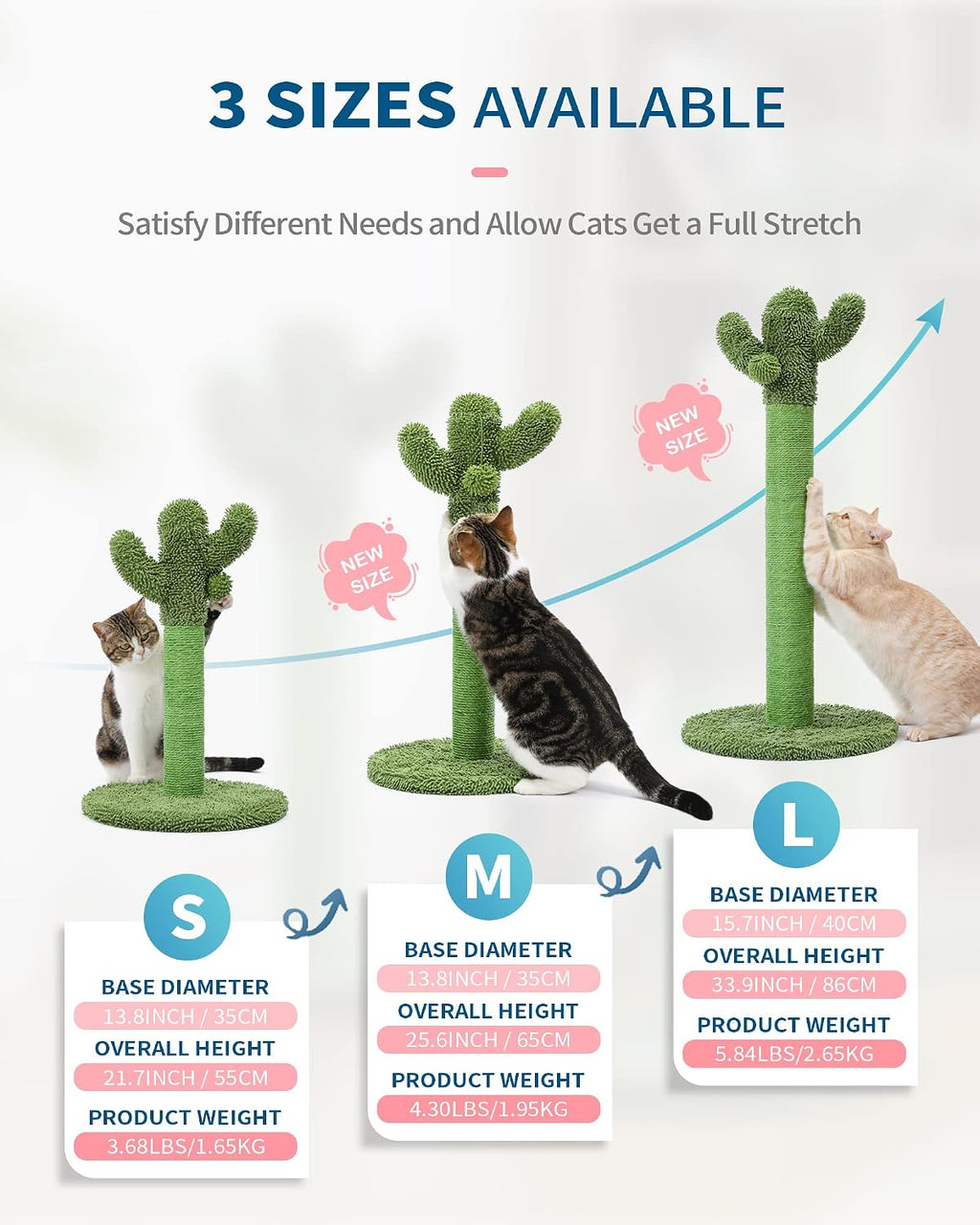 Made4Pets Cactus Cat Scratching Post, 25.6" with Plush Ball