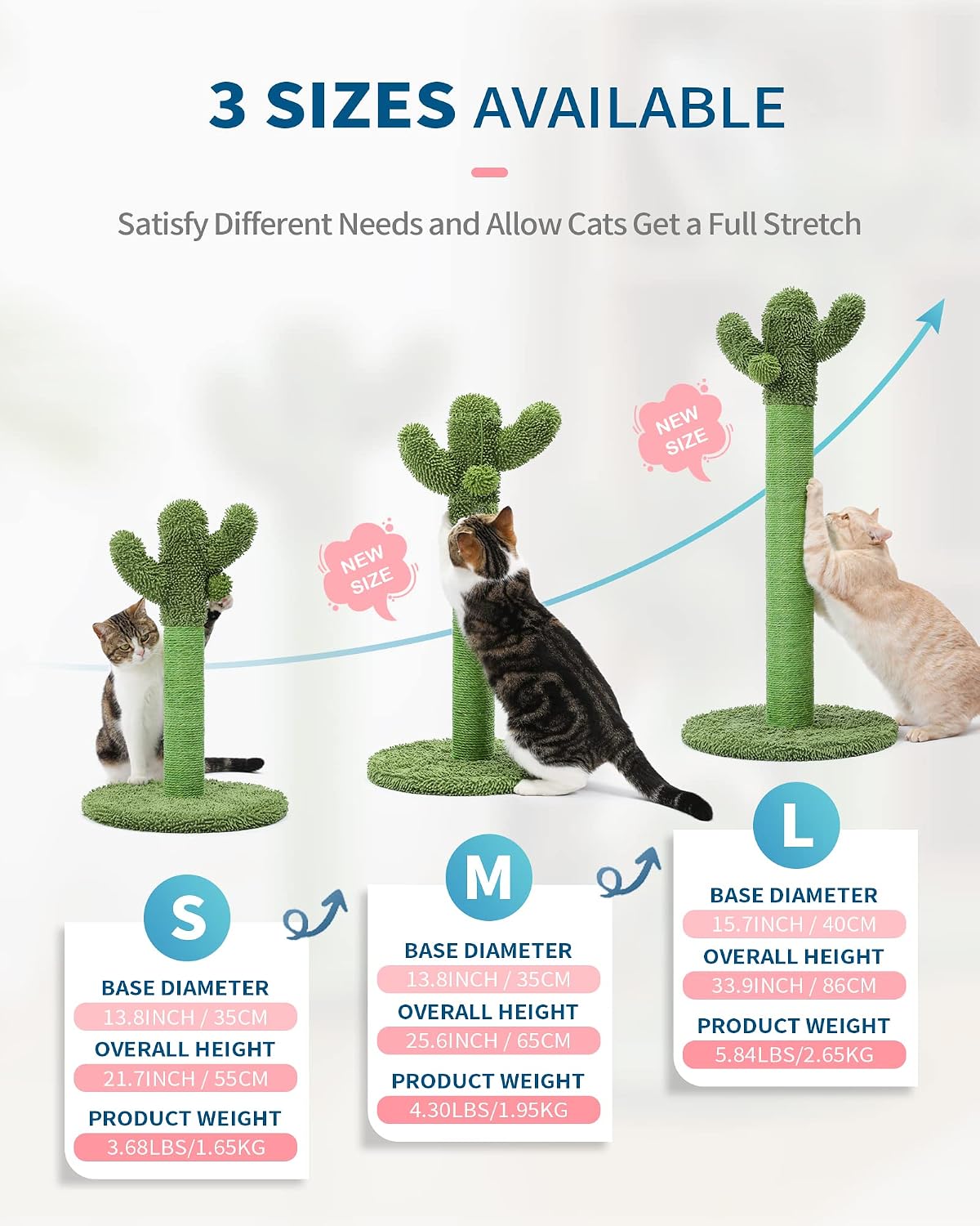 Made4Pets Cactus Cat Scratching Post, 25.6" with Plush Ball
