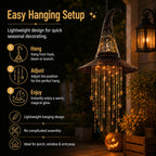 Lighted Witch Hat Hanging Chime, Halloween Hanging Witch Hats with Lights