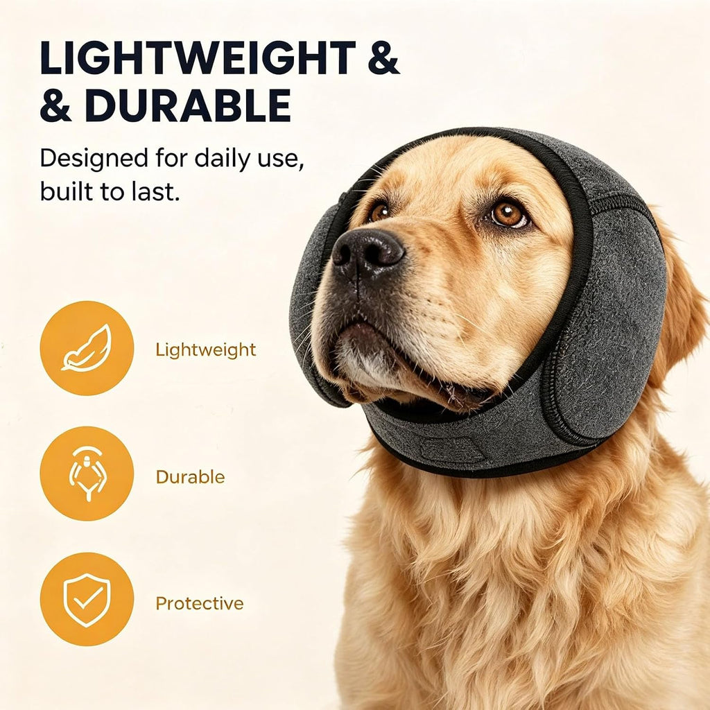 Dog Ear Muffs Noise Protection, Adjustable Ear Protection for Dogs for Fireworks Thunder Grooming Bathing (Gray,L)