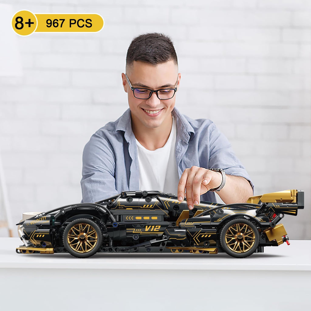 1:14 Sport Racing Car Building Blocks, Race Car Model with LED Lights