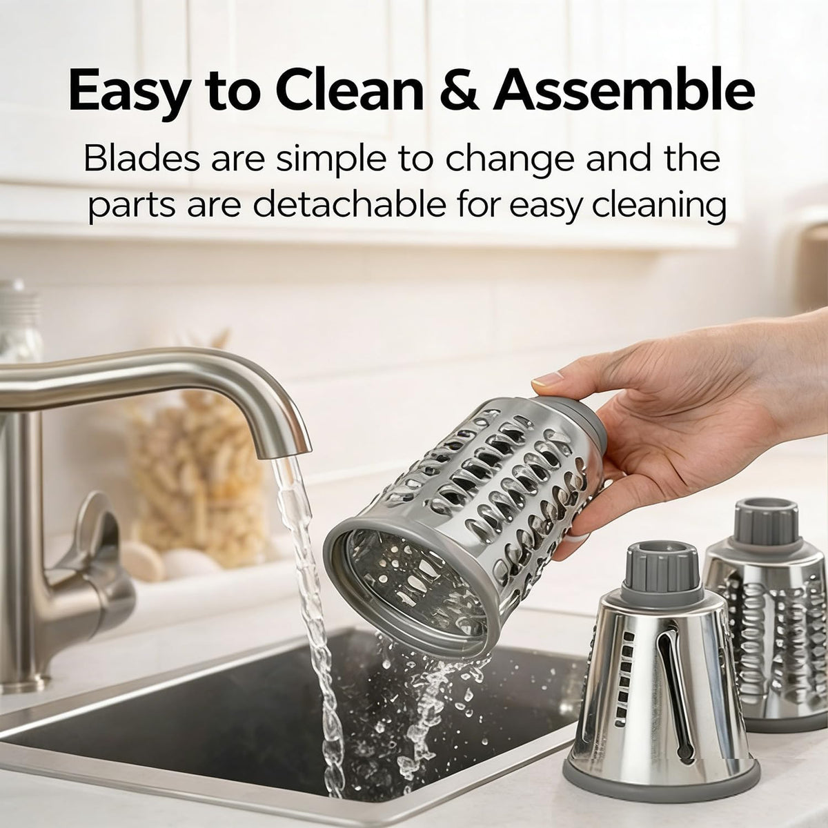 3-In-1 Manual Rotary Cheese Grater Vegetable Slicer with Suction Base