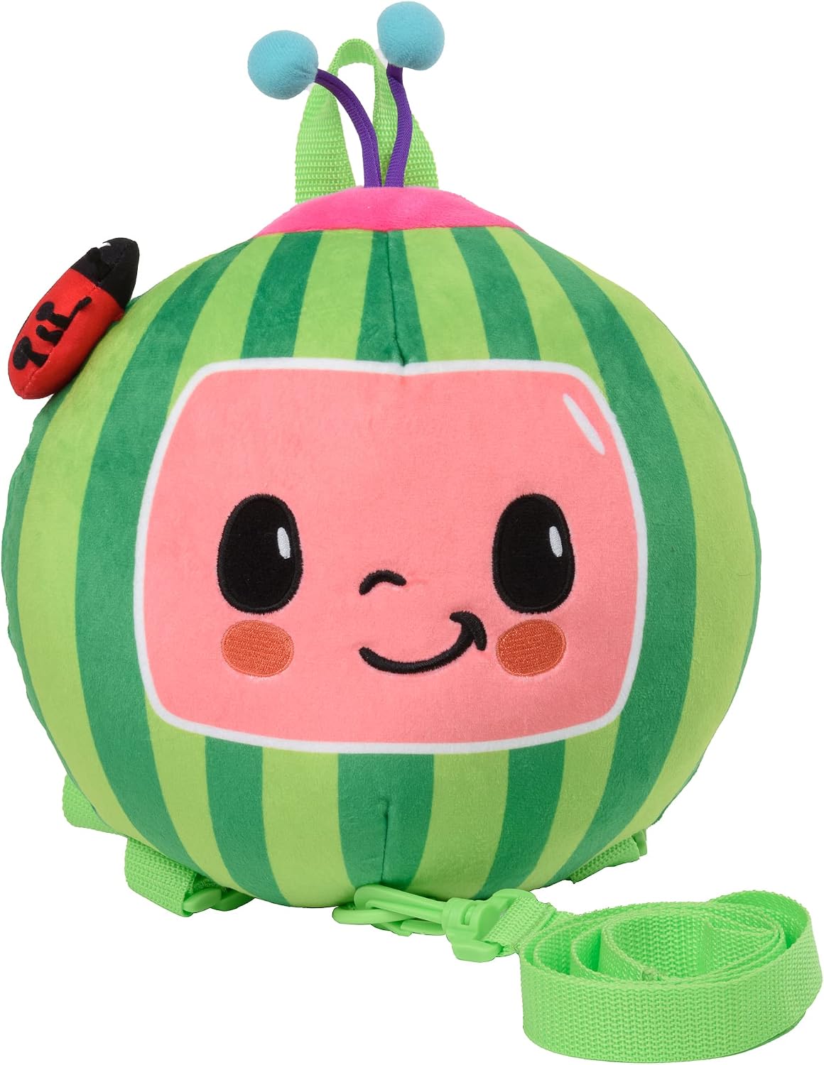 INNOVATIONS Cocomelon Plush Watermelon 10" Toddler Backpack with Detachable Safety Leash