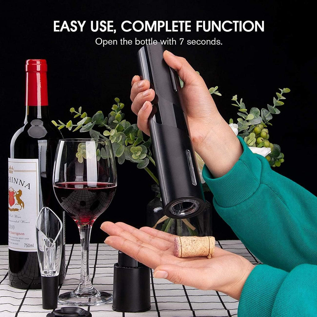 ueecool Electric Wine Opener Set, 4-Piece Automatic Corkscrew Gift Set with LED Light