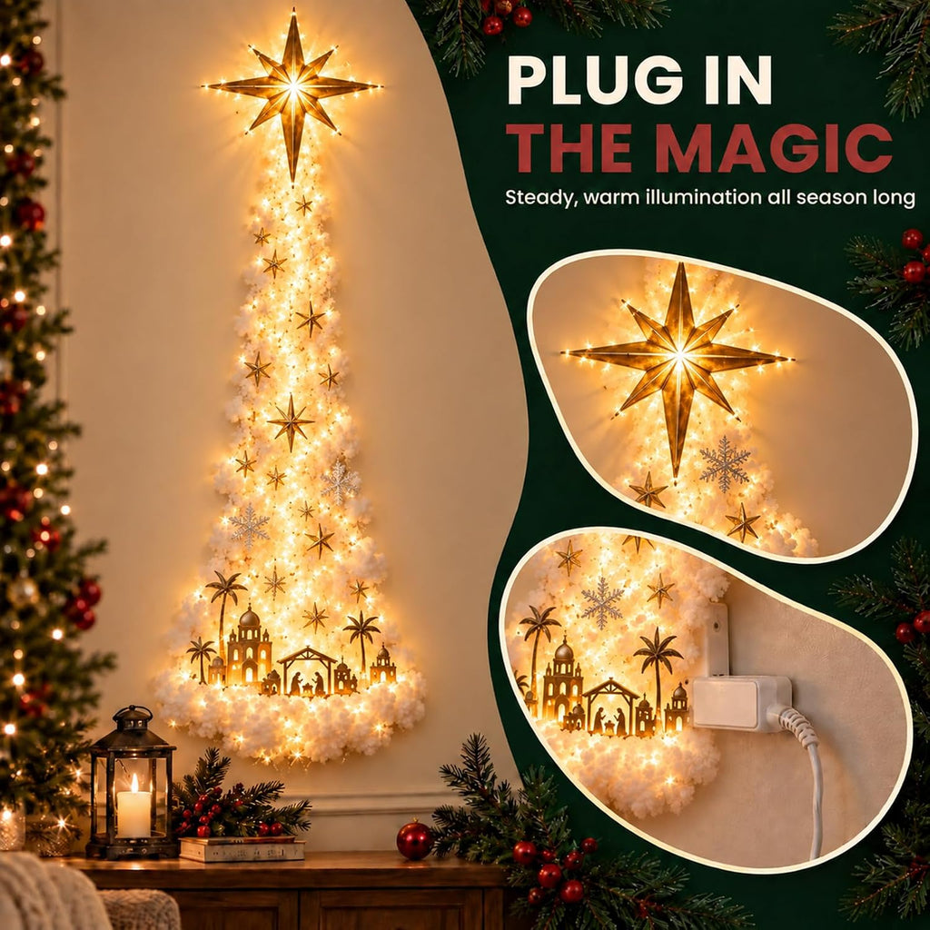 AUOBAG Christmas Wall Decor Lights, LED Christmas Decorations Indoor (Nativity Star)