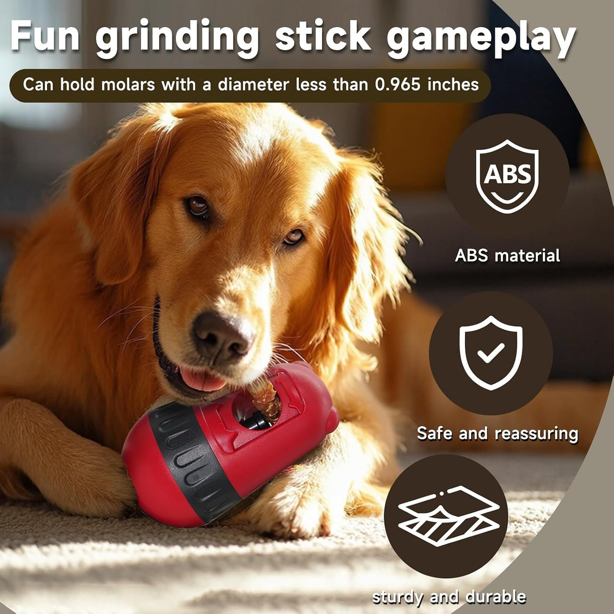 Dog Puzzle Toy with Bully Stick Holder & Treat Dispensing Ball, Adjustable Slow Feeder Interactive Toy, Red
