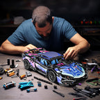 1:14 Sport Car Building Blocks, Technical Racing Model with LED Lights