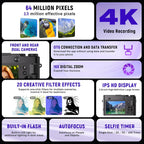 4K Digital Camera, Autofocus Point-and-Shoot Camera