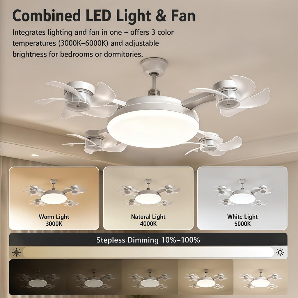 2026 E27 Socket Ceiling Fan Light, Silent LED Fan with Remote Control
