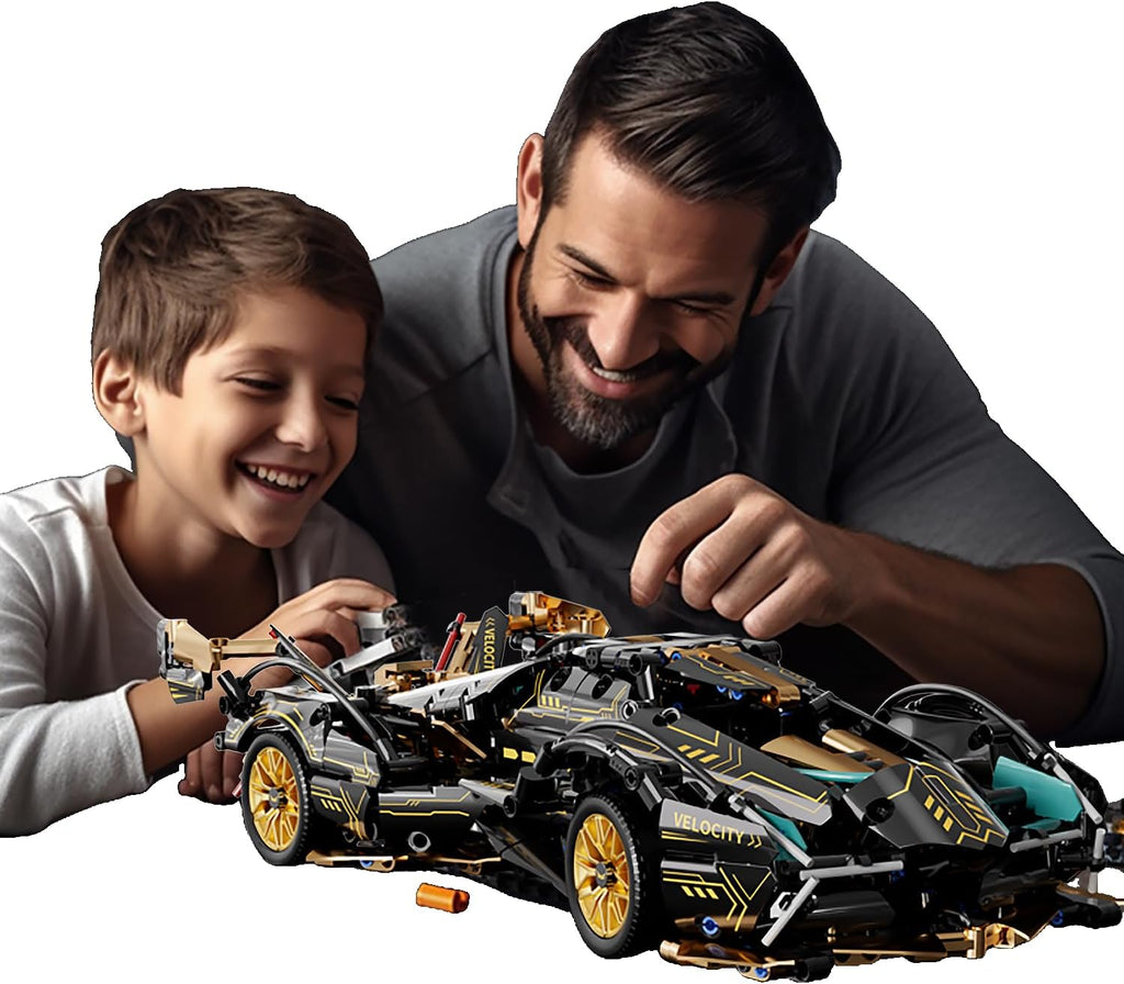 1:14 Sport Racing Car Building Blocks, Supercar MOC Model Kit with LED