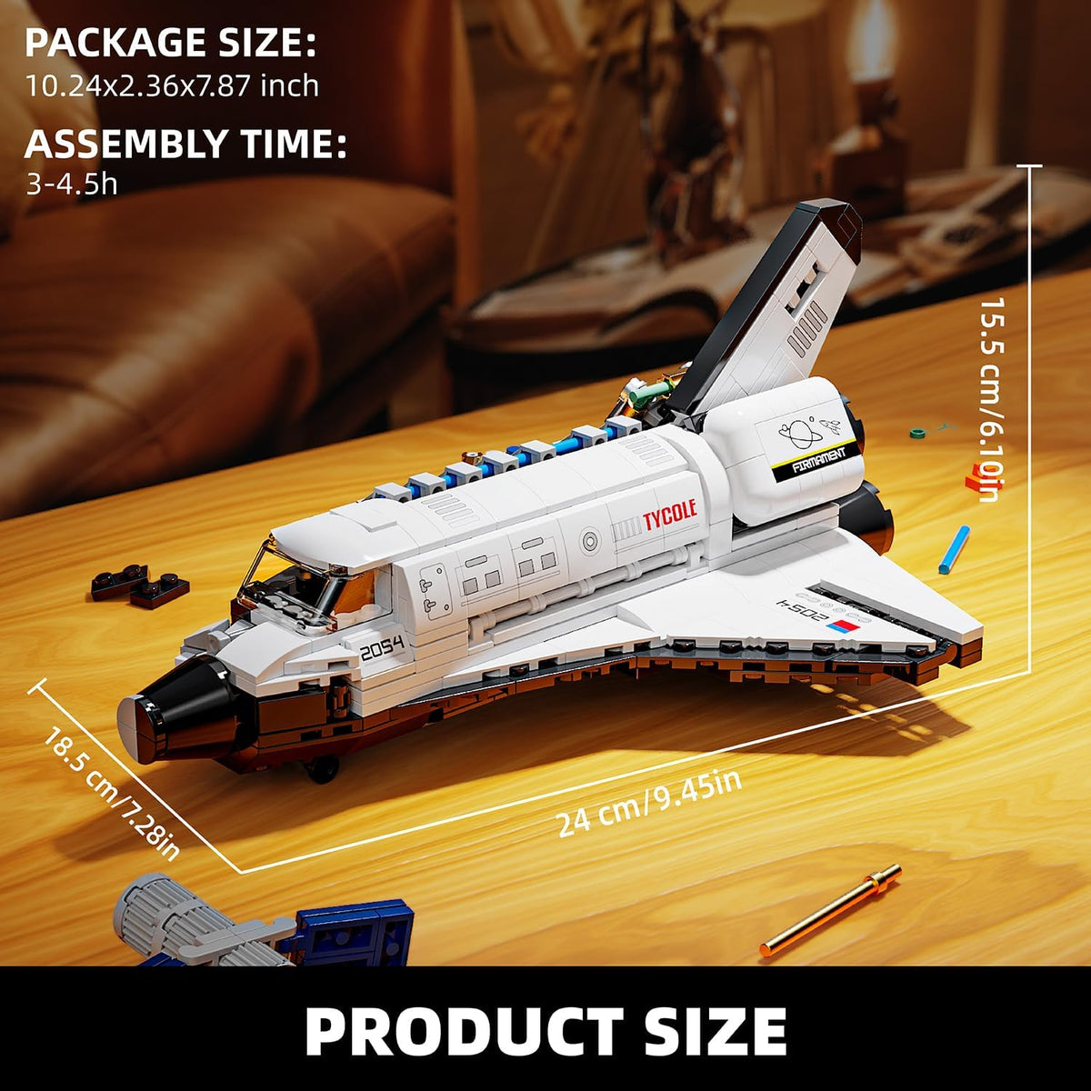 Space Shuttle Building Block Set, Translucent Spaceship Toy, 536PCS Gift for Adults & Boys