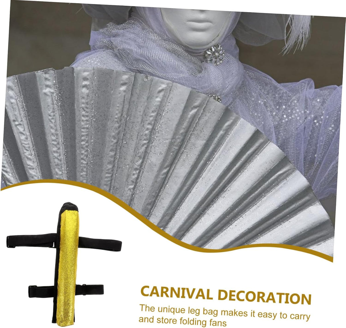 Halloween Season Fan Bag Fan Accessory for Folding Fans Golden Fabric Easy Storage and Carrying, Creative Stylish Design, Daily Use and Practice Sessions, Festival Decoration