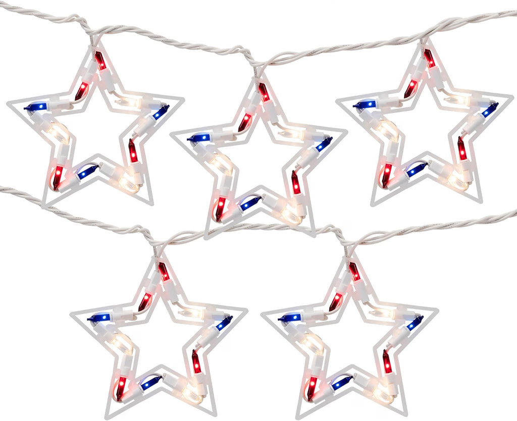 Patriotic Stars Patio Light Set - 5.25ft - White Wire - 5ct